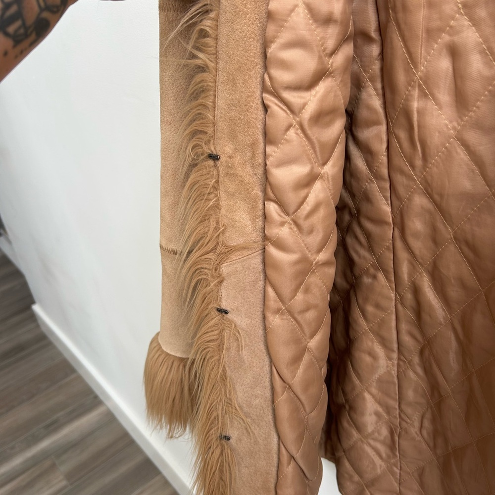 Penny Lane (Giacca) Vintage Leather Coat with Faux Fur Trim - Picture 7 of 10